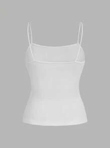 SHEIN EZwear 3 件套女士侧褶修身吊带背心上衣，黑色/白色/海军蓝，适合夏季 - 彩色 - 查看 5