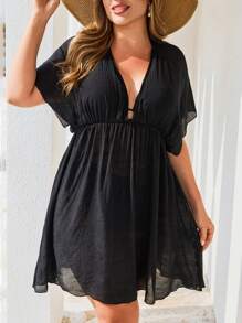 Swim Lushoire Vestido de playa de talla grande, de unicolor y de estilo veraniego informal y ligero