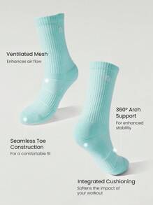 GLOWMODE 3 Pairs Socks Soft Ventilated Mesh With Embroidered Logo Workout Daily Casual - Multicolor - View 5