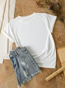 INAWLY BRIDE Embroidery Comfortable Top, Casual White Short Sleeve Embroidered Shirt - Multicolor - View 3