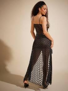 Vixey Front Tie Leopard Print Sheer Lace Maxi Top, Spring, Summer For Women, Summer Tops, Festival For Women, Rodeo For Women,A, Country Concert, Tie Front Top, Brunch For Women - Multicolor - View 1