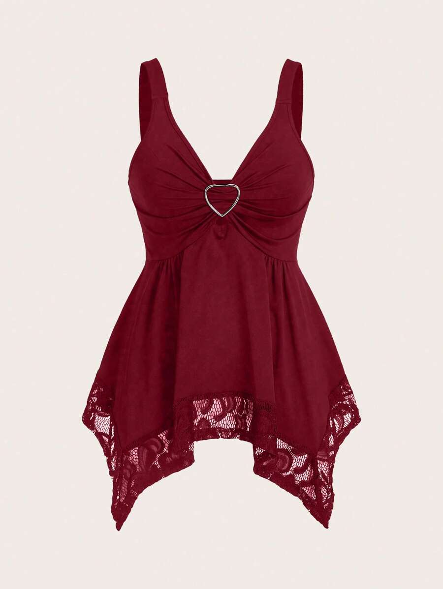 Sweetra 女士背心和吊带衫 - 酒紅色 - 查看 1