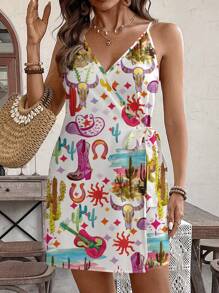 SHEIN VCAY Plus Size Women Casual Minimalist Floral Print Vacation Dress, Suitable For Summer - Multicolor - View 3