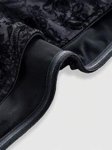 ROMWE Fairycore Summer Vacation Paisley Pattern Asymmetric Mesh Patchwork Hemline Women Tube Top - Black - View 4