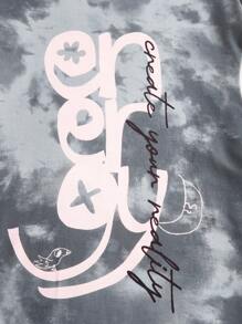 DAYDREAMS AND ICE CREAMS Women Casual Tie-Dye Print Drop Shoulder Short Sleeve T-Shirt, Summer, Holiday, Rave, Graphic Tee