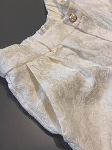 SHEIN Unity Plus Size Women Elegant Jacquard Metallic Button Long Pants Fall Cloth For Women - Beige - View 5