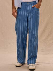 Musero 细条纹直筒牛仔裤春夏复活节