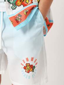 SUMWON Boys Summer Surf Club Hawaiian Shirt Shorts Set Beach Vacation Holiday Tropical Floral Print Short Sleeve Button Down Island Paradise Outfit Set