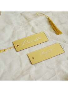 20Pcs/Set 13.5*4cm/5.3*1.57inch DIY Acrylic Wedding Place Cards With Tassels, Blank Name Setting, Event Decor, Party Place Names, Silver/Gold MirrorSeating Places Valentine's Day, Valentines Wedding, Birthday, Mother's Day, Easter, Graduation Decorations, Bachelorette, Wedding Items, Party Supplies, Bachelorette Party, Baby Shower Party Decorations, Festival Decor, Bridal Shower, St Patrick Day Decor, Room Decor, Back To School, Fall Decor, Christmas Decorations, Christmas
