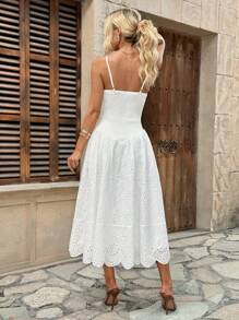 Chiquease Embroidered Slip Dress With Straps - White - View 2