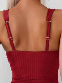 Swim Chiccia 1 件女式纯色细肩带简约连体泳衣，夏季时尚