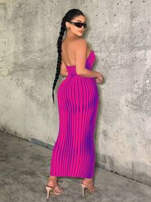 SHEIN SXY Vestido ajustado tubo a rayas para mujer, atuendo de cumpleaños, ropa de primavera para mujer, vestido de graduación, vestido del Día de San Valentín, vestido para cita nocturna, vestido de despedida de soltera, vestido de concierto, vestido de verano largo, vestido de graduación, vestido sexy, vestido del Día de San Valentín