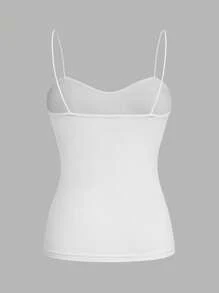 SHEIN EZwear Set de 4 camisetas de tirantes finos estilo ajustado, disponibles en negro, vino tinto, gris y blanco, apropiadas para la primavera y el verano - Multicolor - Ver 7