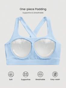 GLOWMODE Quick-Dry Sweat-Wicking Built-In Cups Square-Neck Dress With Built-In Shorts Side Pockets Non-Slip Grips Tennis Golf Gym Daily Casual - Baby Blue - View 5