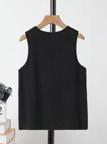 SHEIN Teen Boy Casual & Simple Letter Print Sleeveless Top, Suitable For Summer