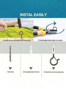 SHEIN 10/20/30/40pcs Metal Spring Q Hook Black S-Hooks With Clasp Anti-Wind Screw Plant/Light Hooks Home Bathroom Decor Bathroom Organizer Summer - Black - View 8