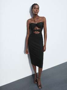 Maija Nouvelle robe d'été multifonctionnelle 2025 de style Top de gamme simple avec un design vintage à lacets style soutien-gorge en métal argenté perlé ajouré. Convient pour les sorties, les fêtes, les mariages, la remise des diplômes. Idéale pour les vacances à la plage ou en ville.