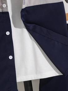 2 Packs Tween Boy Casual Sports College Artistic Style Retro Back With Letter Pattern Stitching Lapel Shirt And Shorts Set Suitable For Kids Outfits Toddler Boy Clothes Back To School Boys Set Suitable For Birthday Parties, Evening Parties, Performances, Weddings, Baptisms, Opening Ceremonies Daily Suitable For Daily Use Suitable For School Suitable For Travel Suitable For Sports Suitable For Spring And Summer Seasons - Blue - View 9