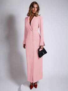 COSMINA 女士优雅派对红色西装连衣裙 - 淺粉色 - 查看 3