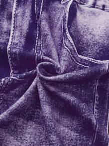 EMERY ROSE Plus Denim-Effect & Floral Print Summer Leggings - Dusty Purple - View 7