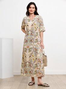 Miaspire Allover Floral Print Tunic Dress,Tea Party Dress,Summer Dresses For Women - Multicolor - View 3