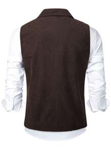 Manfinity Mode Chaleco de traje casual básico de corte slim para hombre - Café integral - Ver 3