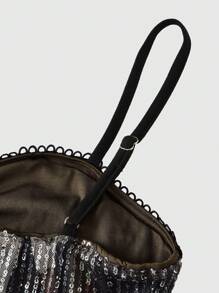 ROMWE Grunge Punk Y2K Baddie 夏季女式迷彩亮片蕾丝拼接吊带背心，百搭 - 彩色 - 查看 5