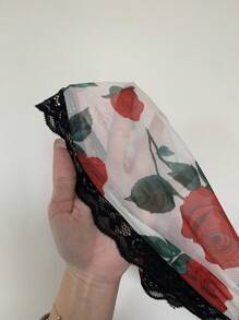 Camisón floral con encaje de contraste para mujer