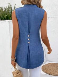 EMERY ROSE Áo cánh không tay màu trơn tối giản cho nữ, phù hợp cho mùa hè - Màu xanh lam - Xem 2