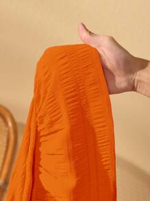 Slaydiva Vacation & Daily & Leisure Fitted Solid White Small Flying Sleeves Cross Collar With Belt Light And Semi-Transparent Fabric Short Jumpsuit For Women Spring And Summer - Orange - View 8