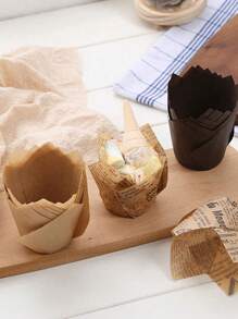 50pcs Tulip Cupcake Liners, Muffin Cups, Flambe Cups Disposable & High Temperature Resistant Baking Cups,Heat Resistant, Grease-Resistant Paper Tray,School Stuff, Kitchen Decor.