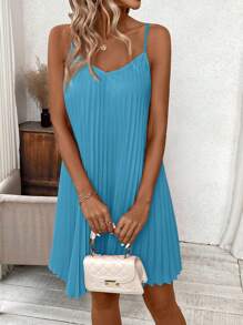 SHEIN Clasi Orange Pleated Strapless Maxi Dress Coral Dress Spring Dress - Mint Blue - View 3