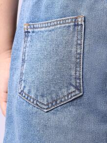 SUMWON Jeans de pierna ancha clásicos para jóvenes con cintura con cordón, diseño de múltiples paneles, comodidad para el día a día, perfectos para la escuela y el uso casual, estilo streetwear - Azul - Ver 5