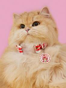 Strawberry Shortcake X SHEIN 1 件装可爱草莓图案宠物项圈，蕾丝设计，带牵引环，多种尺寸可选，适合猫狗，送礼佳品，适合春夏、海滩、度假等场合。 - 紅色 - 查看 2