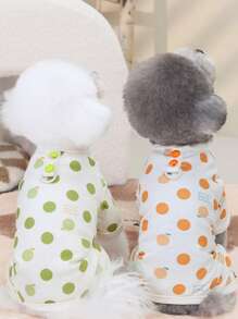 PETSIN Lightweight & Breathable Casual Homewear Melon Pattern Pet Jumpsuit For Cats & Dogs, Suitable For Spring & Summer, Allow Outdoor Walking - Green - View 4