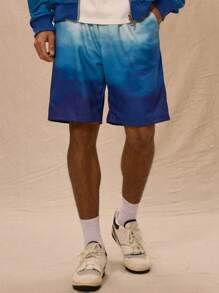 Musero Ombre Jersey Drawstring Relaxed Fit Shorts Tracksuit Only - Blue and White - View 2