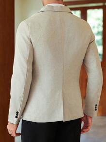 Manfinity Mode Manfinity AFTRDRK Men's Jacquard Single-Button Blazer,Men's Casual Jacquard Texture Peaked Lapel Suit Jacket, Metal Star Chain Pendant, Suitable For Party Gathering Business Clothing - Apricot - View 2