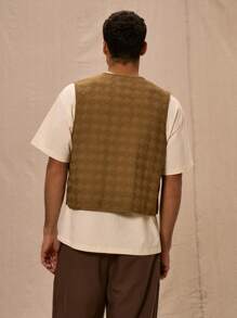 Musero Quilt Detail Buckle Front Utility Gilet Vest Only - Khaki - View 3