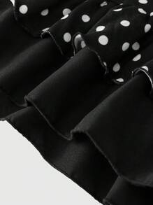 ROMWE Kawaii V 领蝴蝶结点缀彩色块波尔卡圆点修身女式迷你连衣裙