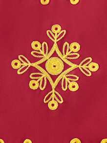 2 件男婴复古图案全身手工刺绣背心上衣 + 帽子服装，6 个月至 3 岁 - 紅色 - 查看 6