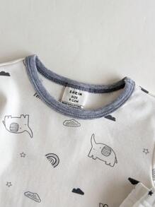 Loomiva Baby Boy Snug Fit Pajamas Set - Soft Knit Long Sleeve Top And Elastic Waist Pants, 2pcs - Grey - View 6