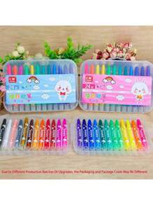 1 Set 24 Farben Malstift Drehstift, Kinderhände bleiben sauber, Kindergarten Farbpinsel, Schüler Ölkreide Malset, Kinderkünstlerische Malutensilien (Verpackung zufällig), Malset, Kinderkunst und Handwerk, Malstift, Kunst- und Handwerksutensilien für Kinder, Kunstmaterialienset - Verschiedenfarbig - Übersicht 13