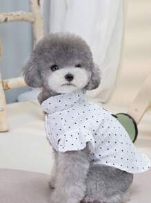 PETSIN Cute & Elegant Lady Style DADADOU & Daisy Print Puff Sleeve Dot Design Blouse, Summer Lightweight & Breathable, Suitable For Outings & Walking Pets, White & Green, Spring/Summer - White - View 7