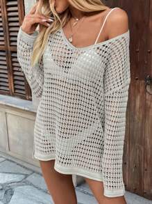 LanaWest Women's Minimalist Fashion Loose Fit Casual Cover Up, Suitable For Summer - Light Grey - View 6