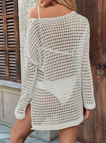 LanaWest Women's Minimalist Fashion Loose Fit Casual Cover Up, Suitable For Summer - Light Grey - View 2