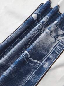 EMERY ROSE 牛仔效果和花卉印花夏季紧身裤