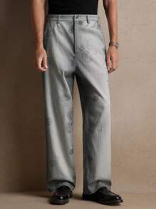 AKNOTIC Men's Loose Woven Long Straight-Leg Casual Pants, Suitable For Everyday Wear