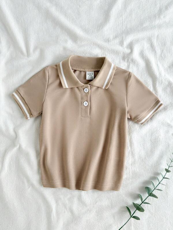 Vintaside Kids Babyjongens Zomer Licht Khaki Korte Mouw Polo Shirt Top, De Stijl Is Casual En Eenvoudige Mode