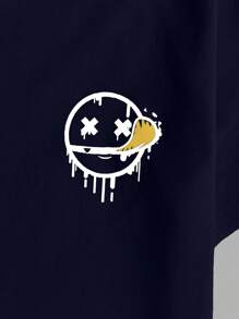 SHEIN Cottnline Cotton Men Plaid Print Regular T-Shirt Homewear Set - Navy Blue - View 4