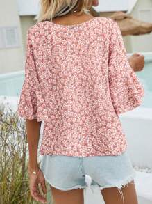 Breezaya 女式 V 领碎花短袖衬衫，简约时尚，适合夏季